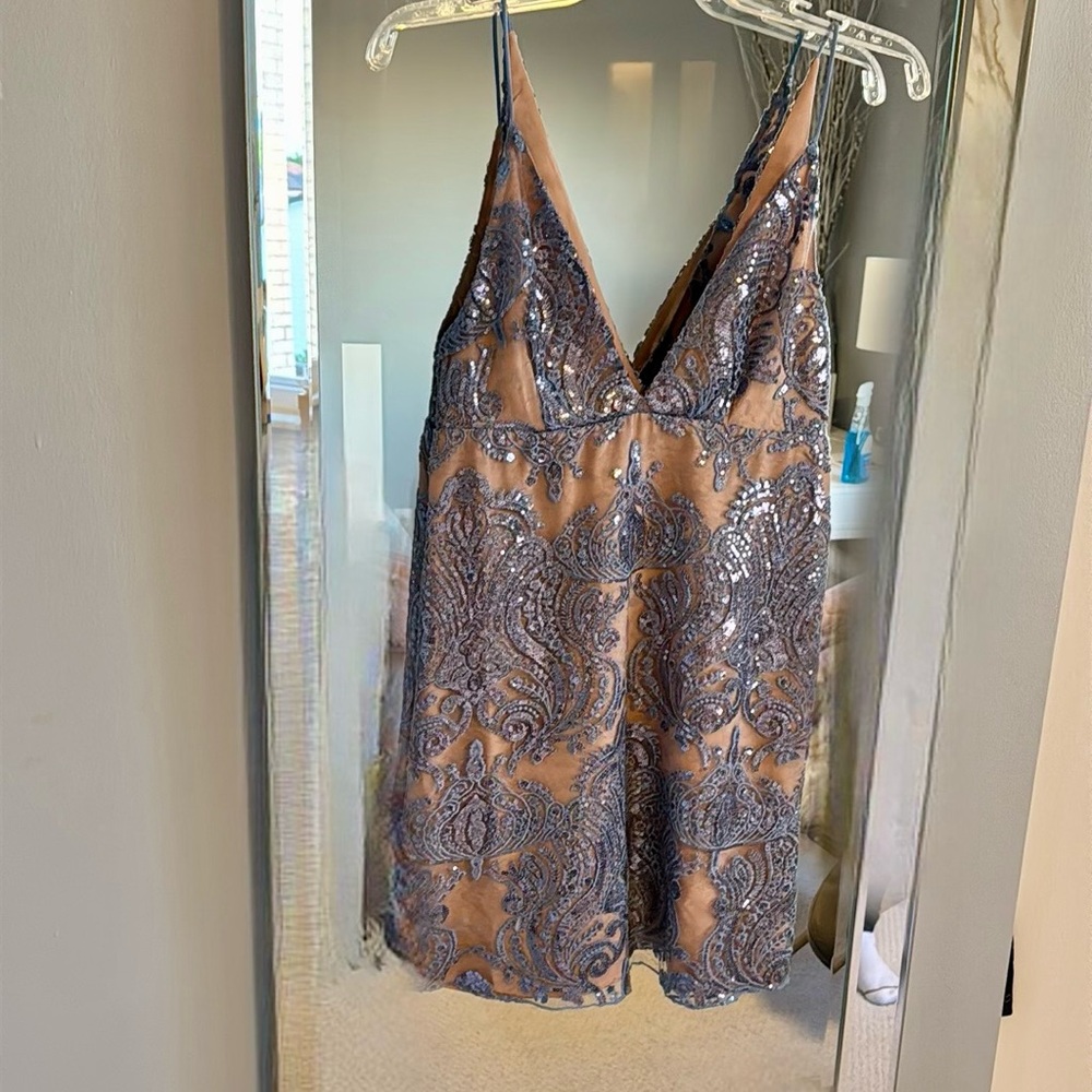 Elegant Blue Lace Dress by Free People. New. Size 2
